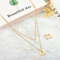 Conjunto de joyas chapadas en oro de acero inoxidable de moda para mujer XXXS-0539