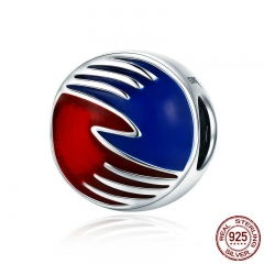 New Arrival 925 Sterling Silver Blue Red Enamel Round Hand Beads Charm fit Women Bracelet & Necklaces DIY Jewelry SCC809 CHARM-0853