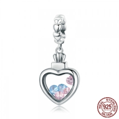 100% 925 Sterling Silver Romantic Heart Pendant AAA Zircon Charm fit Women Bracelet & Necklace Fine Jewelry S925 SCC588 CHARM-0626