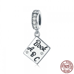 Genuine 925 Sterling Silver I Love Book Charm Diary Book Pendant fit Women Bracelet & Bangles DIY Jewelry Making SCC797 CHARM-0871