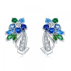 Fashion Silver Color Stud Earrings Gorgeous for Women with AAA Cubic Zircon Fashion Jewelry JIE113 EARR-0390