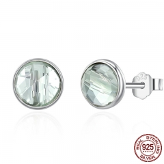 925 Sterling Silver March Droplets Stud Earrings, Aqua Blue Crystal Stud Earrings Women Sterling Silver Jewelry PAS522 EARR-0259