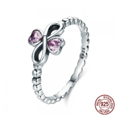 Romantic 100% 925 Sterling Silver Infinity with Heart Luminous Pink CZ Finger Ring Women Sterling Silver Jewelry SCR357 RING-0400