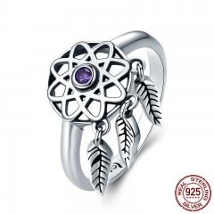 Authentic 100% 925 Sterling Silver Beautiful Dream Catcher Holder Finger Ring Women Sterling Silver Jewelry SCR363 RING-0401
