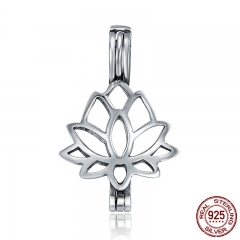 Real 100% 925 Sterling Silver Plant Pendant Elegant Lotus Flower Cage Pendant fit Women Chain Necklace jewelry SCP027 CASE-0015