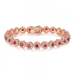 Hot Sale Red Stone Luxury Fashion Rose Gold Color Bracelets for Women Birthday Jewelry Wholesale JIB083 FASH-0097
