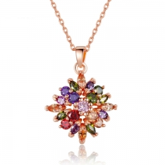 Fashion Gold Color Rhombus Necklaces Pendants with Colorized AAA Cubic Zircon For Women Birthday Gift JIN025 FASH-0028