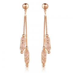 Luxury Champagne Gold Color Drop Earrings Wire Zircon Crystal Female Valentine's Day Gift Jewelry JSE020 FASH-0003
