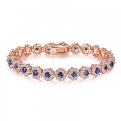 New Hot Sale Blue Crystals Luxury Fashion Gold Color Bracelet for Women Birthday Accessories JIB084 FASH-0098