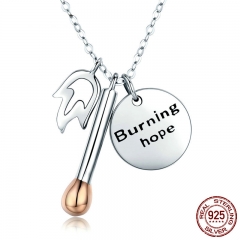Real 925 Sterling Silver Romantic Sparks of Love Fire Pendant Necklaces Women Sterling Silver Jewelry Gift S925 SCN269 NECK-0195