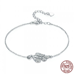 New Trendy 925 Sterling Silver Tree of Life Tree Leaves Lobster Clasp Women Bracelet Sterling Silver Jewelry Gift SCB074 BRACE-0092