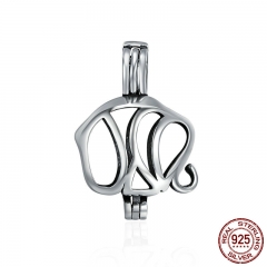 100% 925 Sterling Silver Animal Pendant Lucky Guardian Elephant Cage Pendant fit Women Chain Necklace jewelry SCP020 CASE-0014