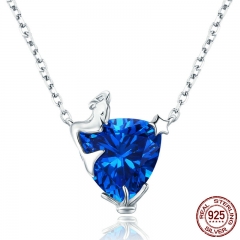 Romantic 100% 925 Sterling Silver Fairy Legend Blue Crystal Pendant Necklaces for Women Authentic Silver Jewelry SCN243 NECK-0209