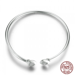 #NO LOGO# Authentic 100% 925 Sterling Silver Chain Signature, Clear CZ Cuff Bangles Fashion Silver Jewelry PAS918 BRACE-0027