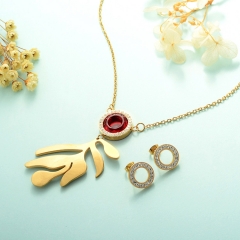 Conjunto de joyas de moda en  acero inoxidable 18k Gold Jewelry Wholesale con zirconia XXXS-0237