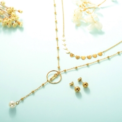 Conjunto de collar de doble capa con collar Lucky Eye chapado en oro para mujer STAO-2450