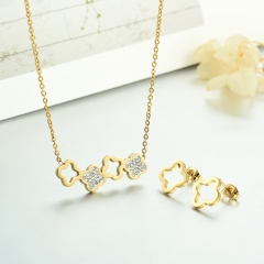 popular cubic zirconia brass charm stainless steel jewelry set XXXS-0304