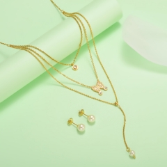 nuevo conjunto de joyas de oro para mujer de acero inoxidable  XXXS-0407