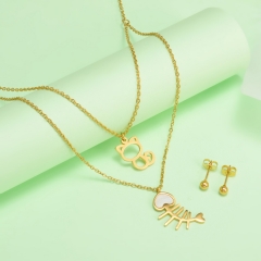 nuevo conjunto de joyas de oro para mujer de acero inoxidable  XXXS-0378