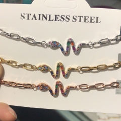 cadena de acero inoxidable con pulsera de diamantes con dije de cobre TTTB-0122