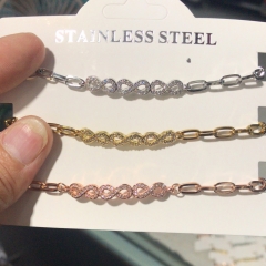 cadena de acero inoxidable con pulsera de diamantes con dije de cobre TTTB-0123