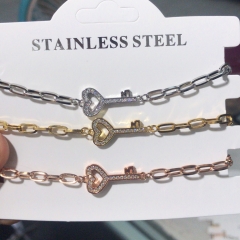 cadena de acero inoxidable con pulsera de diamantes con dije de cobre TTTB-0124