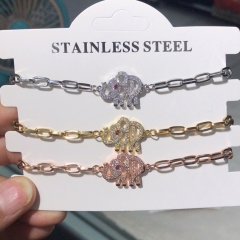 cadena de acero inoxidable con pulsera de diamantes con dije de cobre TTTB-0129