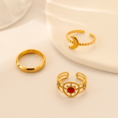 Moda joyería chapada en oro de 18k mujeres anillo de acero inoxidable joyeria  RS-1425