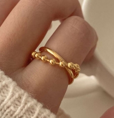 Moda joyería chapada en oro de 18k mujeres anillo de acero inoxidable joyeria  RS-1413