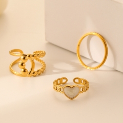 Moda joyería chapada en oro de 18k mujeres anillo de acero inoxidable joyeria RS-1424