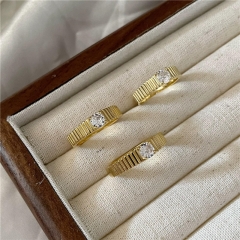 Moda joyería chapada en oro de 18k mujeres anillo de acero inoxidable joyeria  RS-1417