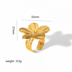 Moda joyería chapada en oro de 18k mujeres anillo de acero inoxidable joyeria  RS-1559