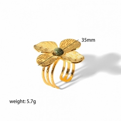 Moda joyería chapada en oro de 18k mujeres anillo de acero inoxidable joyeria  RS-1560