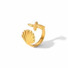 Moda joyería chapada en oro de 18k mujeres anillo de acero inoxidable joyeria  RS-1557