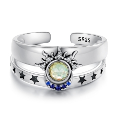 925 anillos de joyería de plata de ley para mujeres  BSR490-E+BSR491-E