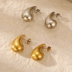 Pendientes llamativos de lujo para mujer chapados en oro de acero inoxidable   ES-2946