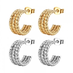 Pendientes llamativos de lujo para mujer chapados en oro de acero inoxidable   ES-2930