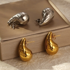 Pendientes llamativos de lujo para mujer chapados en oro de acero inoxidable   ES-2945